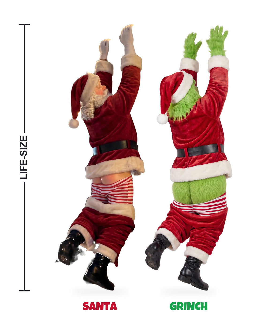 Oops Claus Santa and Grinch with their pants down