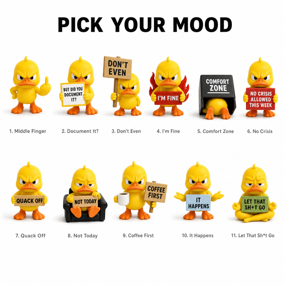 Pick your mood: all 11 Desk Quackers sayings